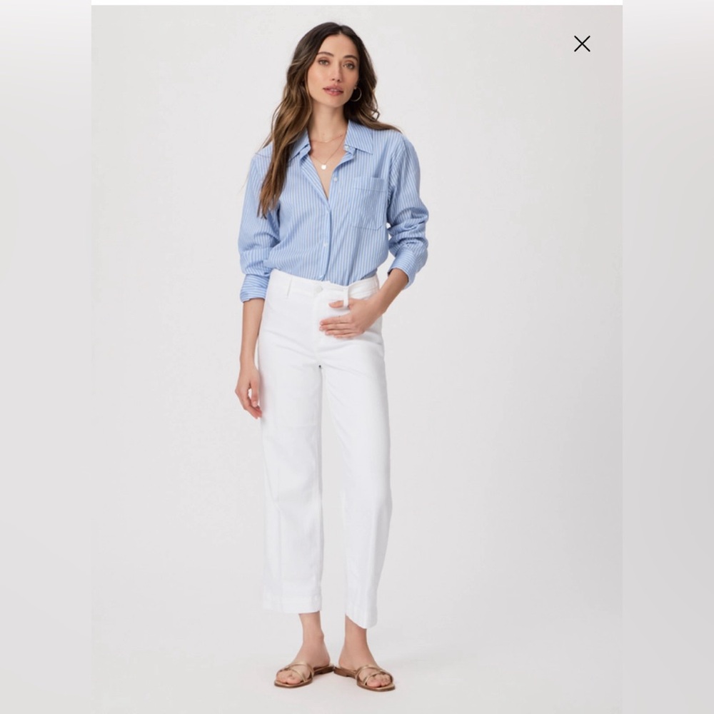 Paige Nellie Wide Leg Jean in Crisp White